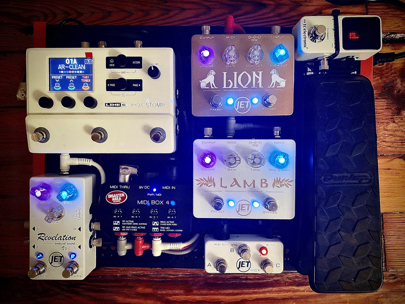 Zachary Smith Unspoken Pedal Board with JET Revelation, JET Lion, JET MCX and JET Lamb